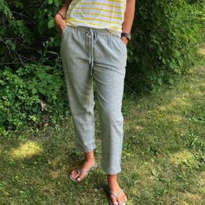 NEW J.Crew Factory Striped linen-cotton drawstring pant
